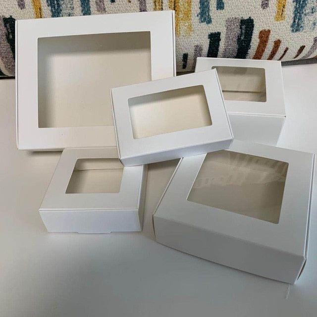white bleach card box with transparent sheet-customize gift boxes